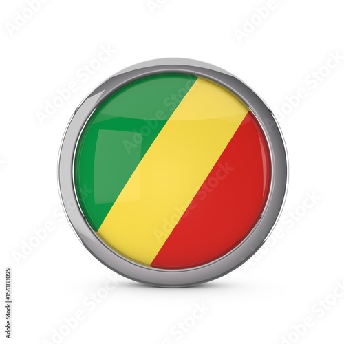 Free Download Republic of Congo national flag in a glossy circle shape with chrome frame. 3D Rendering - GFXLoad