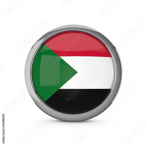 Free Download Sudan national flag in a glossy circle shape with chrome frame. 3D Rendering - GFXLoad