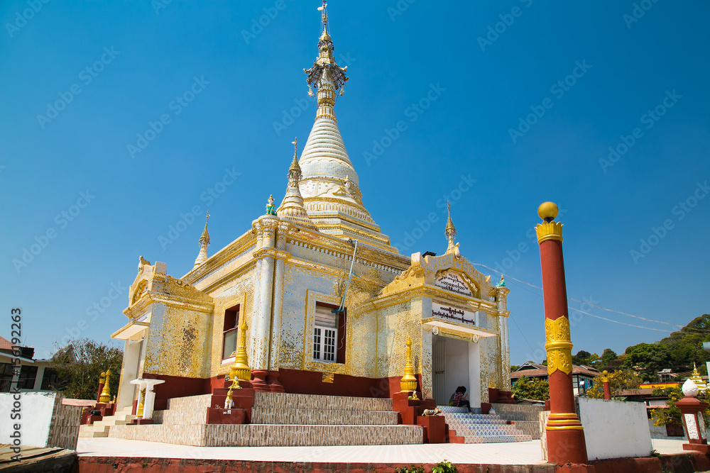 Kalaw budists pagoda in center of Kalaw market , Myanmar.