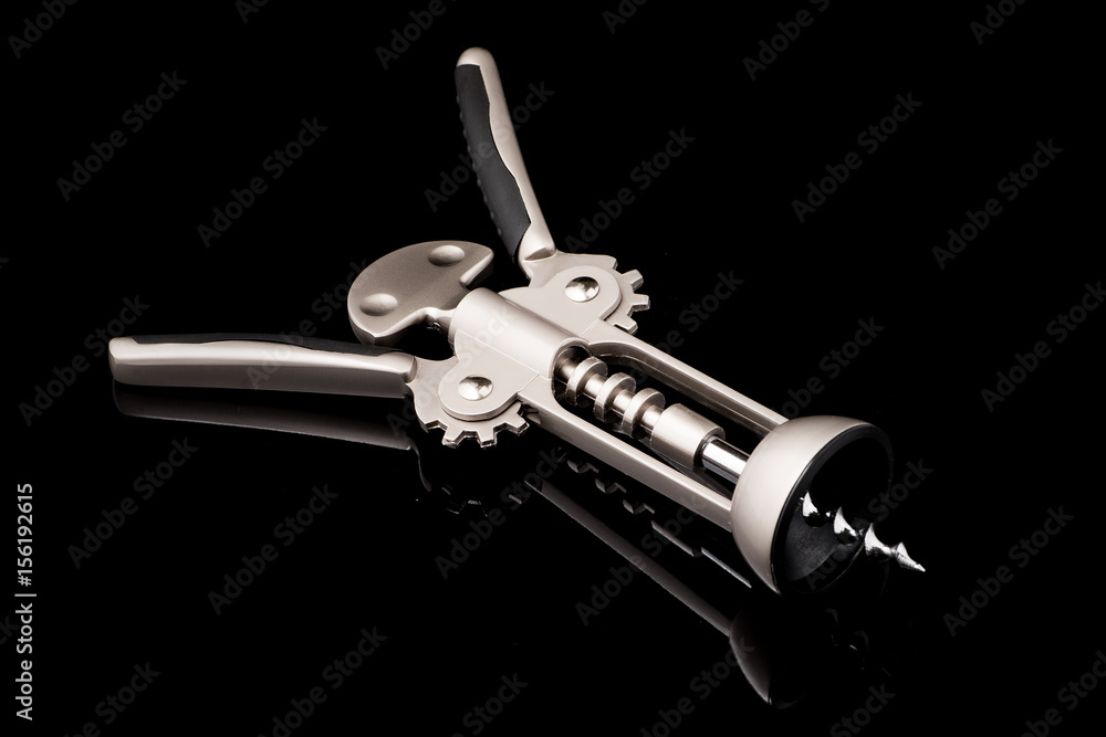 metal wine corkscrew isolated