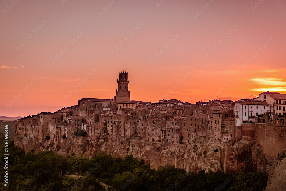 Naklejka premium Town of pitigliano in Maremma Tuscany, small village on the tuff cliff