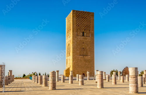 Hassan Tower near Mausoleum Mohammed V. in Rabat - Morocco photo