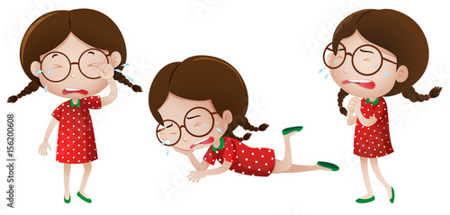 Little girl crying with tears