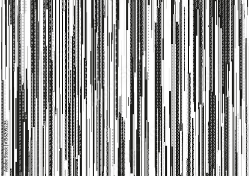 Abstract background with glitched vertical stripes, stream line binary code background with two binary digits 0 and 1.