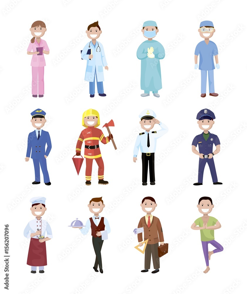 People and professions. Colored characters