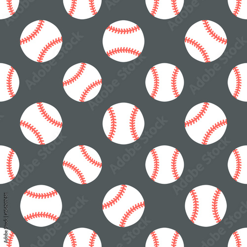 Baseball, softball sport game vector seamless pattern, background with line icons of balls. Linear signs for championship, equipment store.