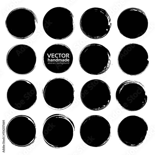 Textured abstract black circles from smears vector isolated on a white background
