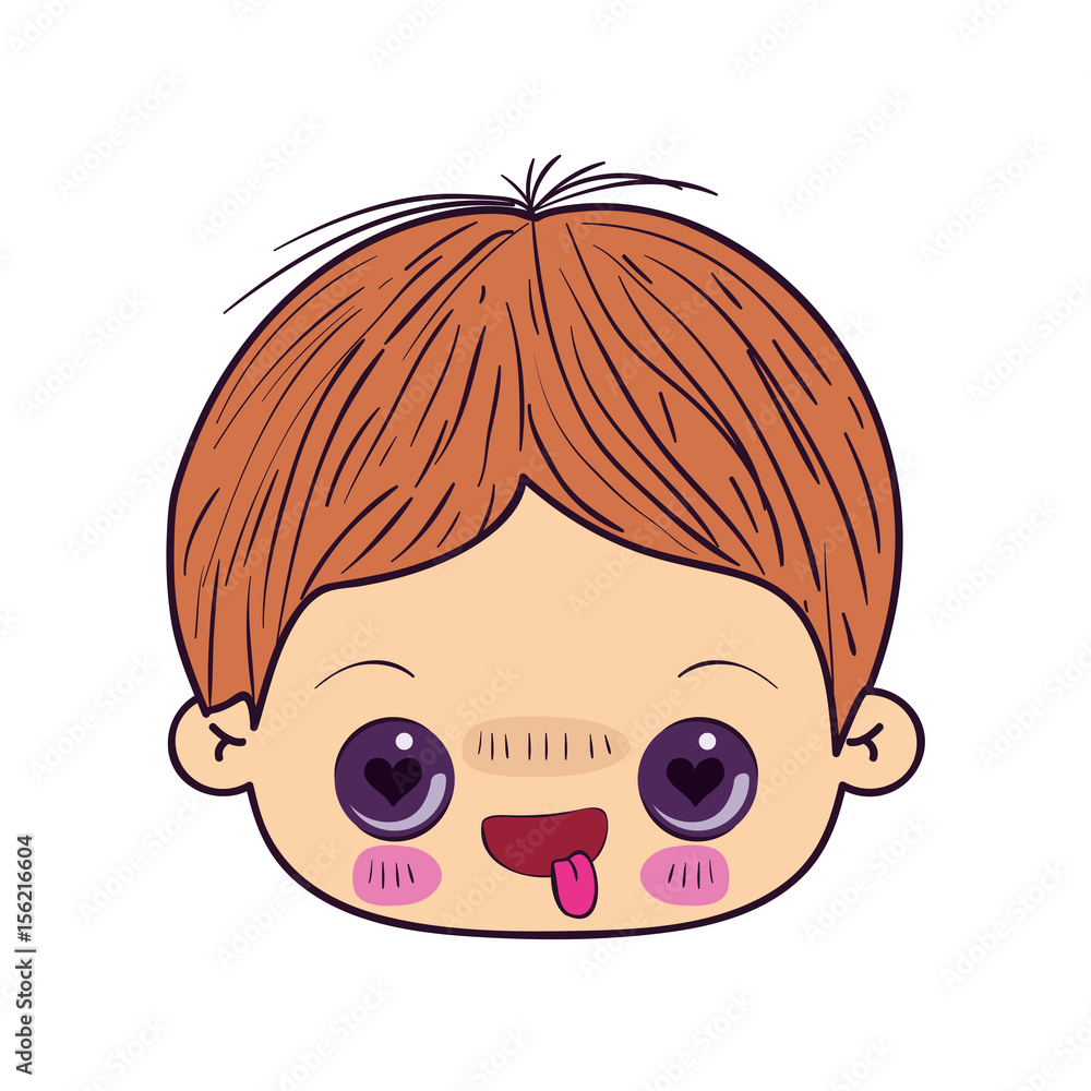 colorful caricature kawaii face little boy with facial expression in love vector illustration colorful caricature kawaii face little boy with facial expression in love vector illustration