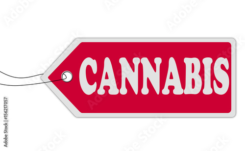 CANNABIS price tag red on white