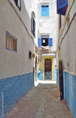 Narrow streets of Medina in Essaouira in Morocco