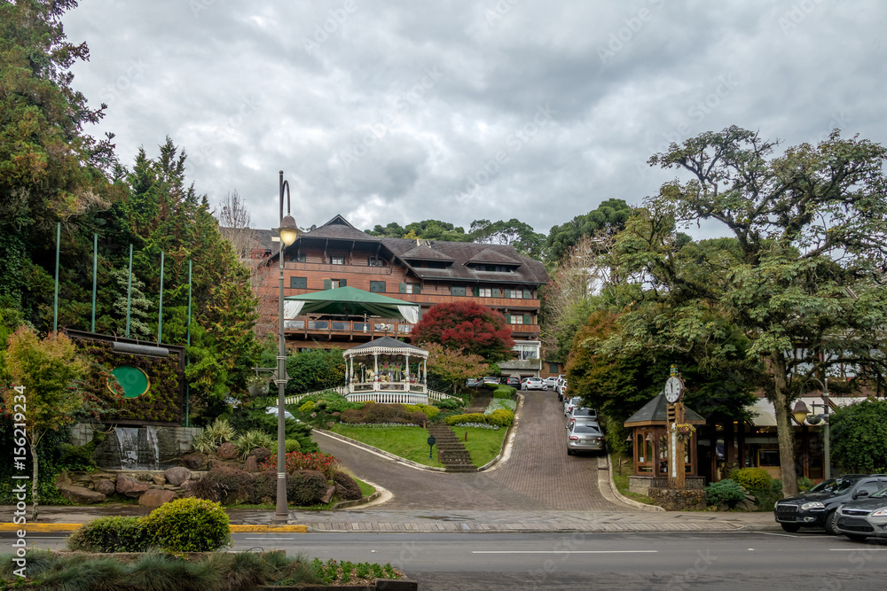 Street and architecture of Gramado city - Gramado, Rio Grande do Sul, Brazil