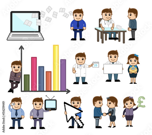 Set of Conceptual Business Cartoons