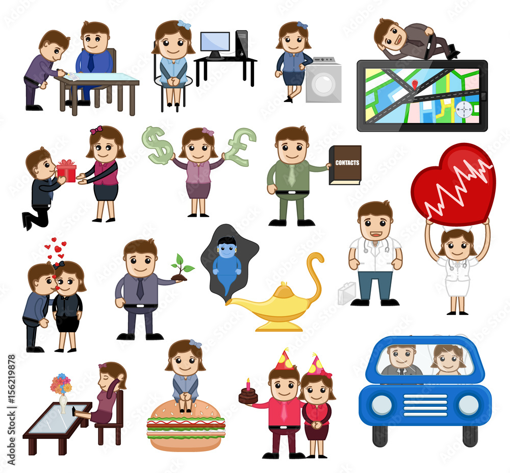 Various Business, Love and Technology Cartoon Graphics Various Business, Love and Technology Cartoon Graphics