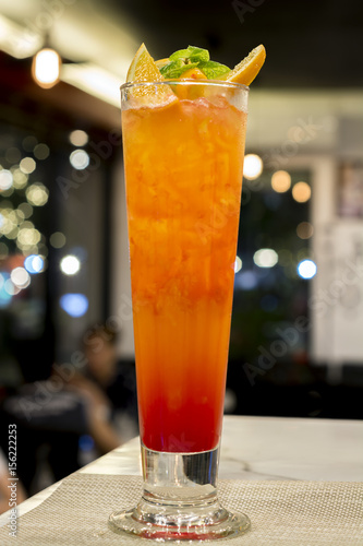 Tequila sunrise cocktail for nightlife in restaurant
