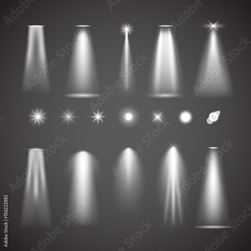 Different light effect elements. Bright lights vector collection