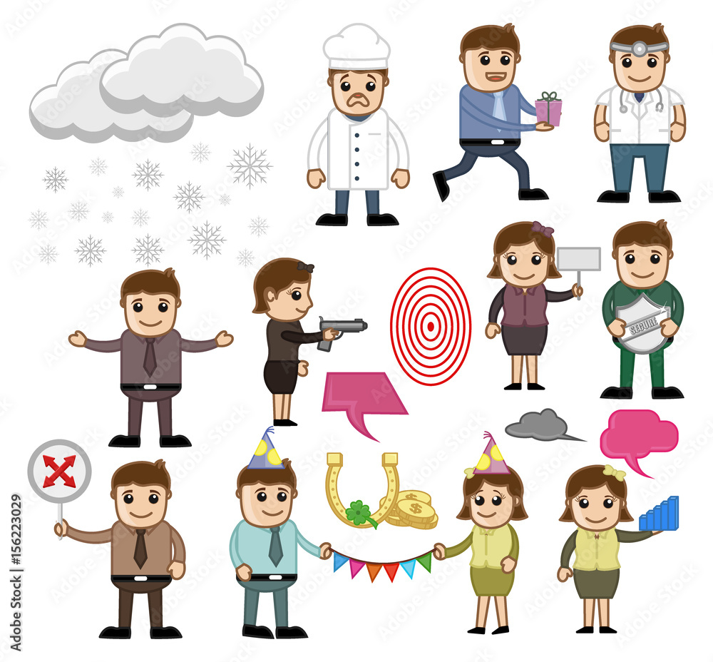 Cartoon People with Holiday and Business Concepts Cartoon People with Holiday and Business Concepts