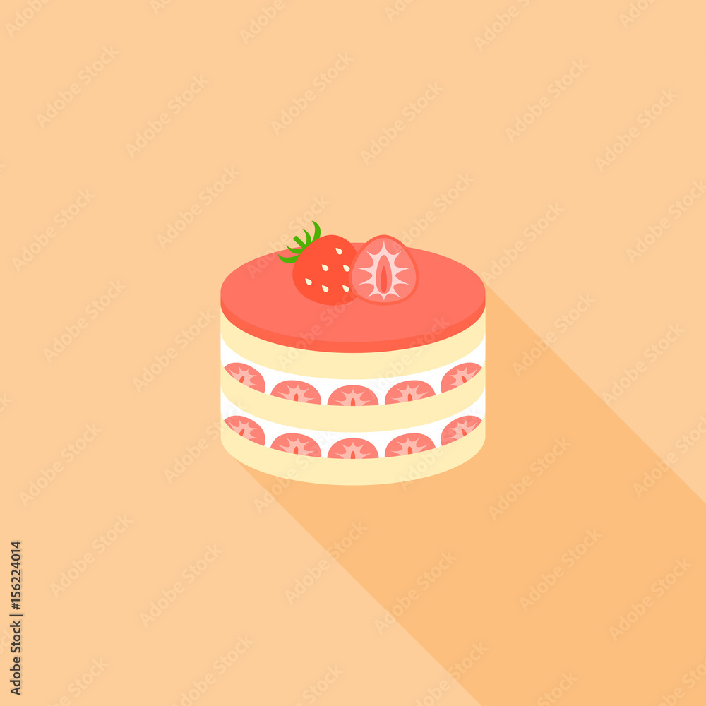 strawberry layer cheese cake in flat design strawberry layer cheese cake in flat design