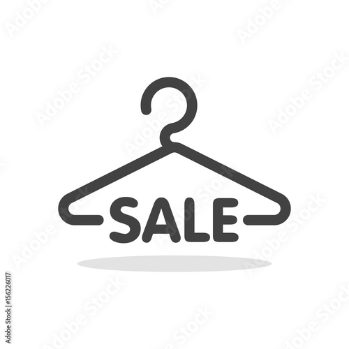 Hanger symbol with sale letter. Clothes shoping concept vector illustration