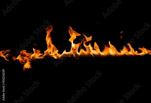 Bar of fire on a black background