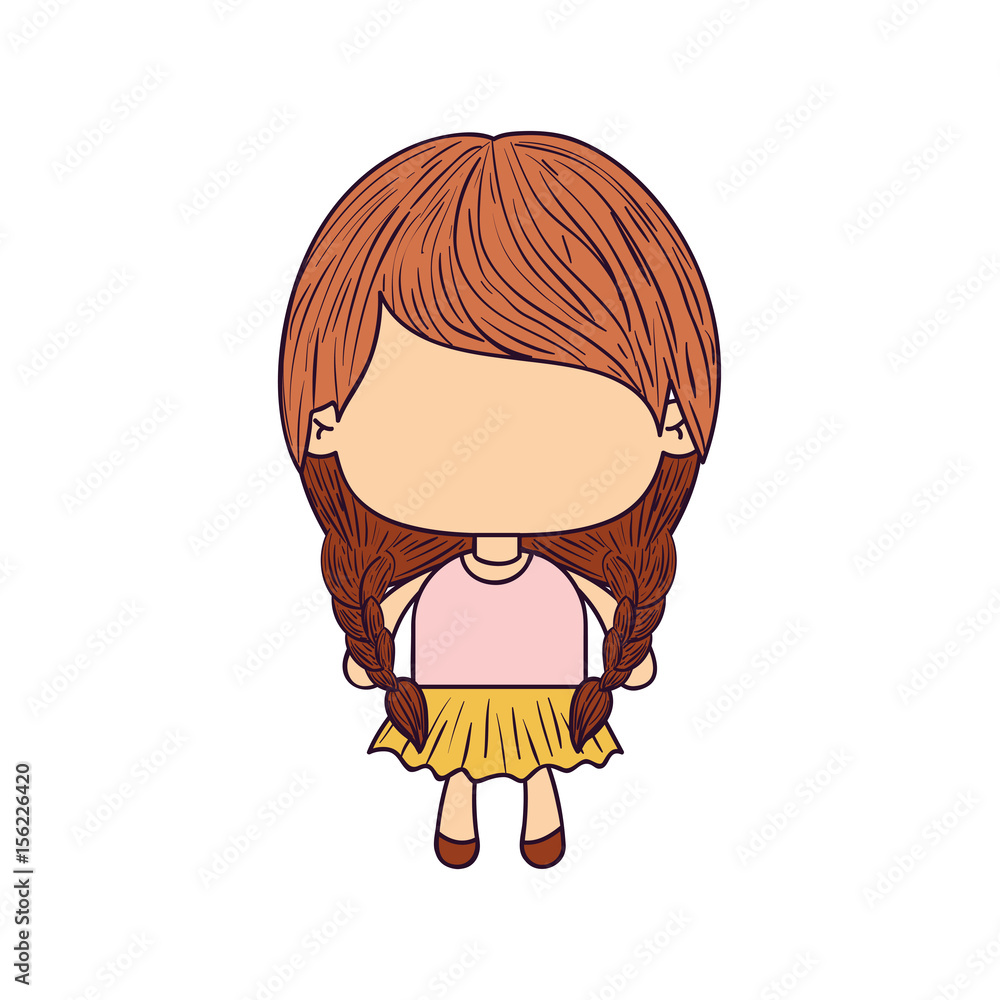 colorful caricature of faceless little girl with pigtails hair and braided vector illustration colorful caricature of faceless little girl with pigtails hair and braided vector illustration