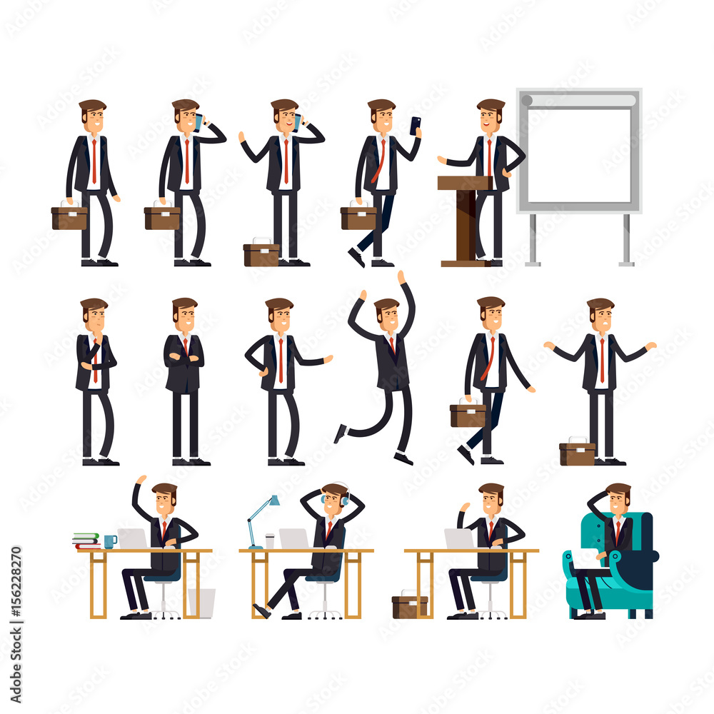 Large vector set of businessman character poses Large vector set of businessman character poses