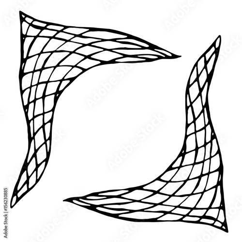 Plaid, Checkered, Check Neckerchief. Ink Vector Illustration Isolated On a White Background Doodle Cartoon Vintage Hand Drawn Sketch.