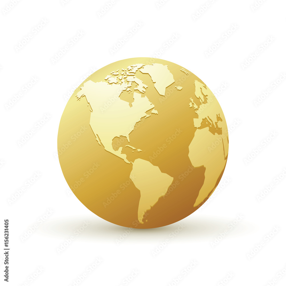 Naklejka premium golden world globe america