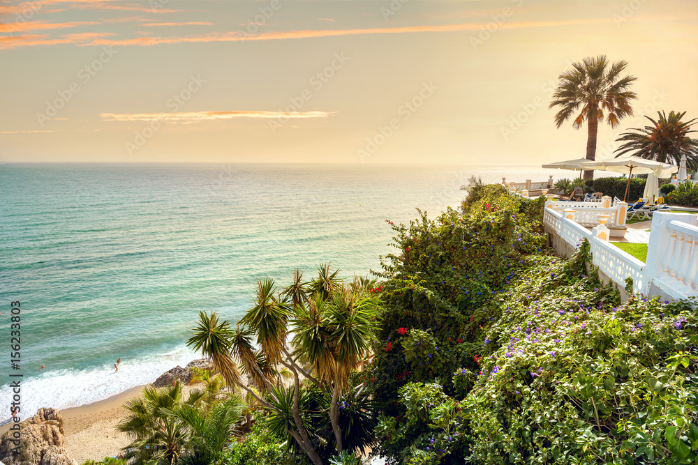 Nerja beach. Malaga province, Costa del Sol, Andalusia, Spain