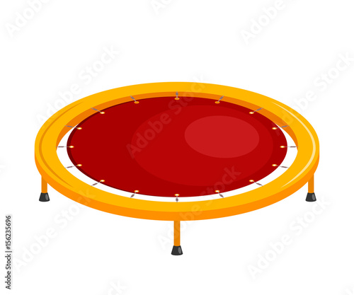 Bright children's trampoline on a white background. Sport equipment rubber trampoline on a white background. Vector illustration