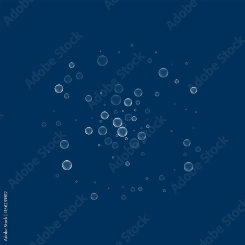 Soap bubbles. Small double circle with soap bubbles on deep blue background. Vector illustration.