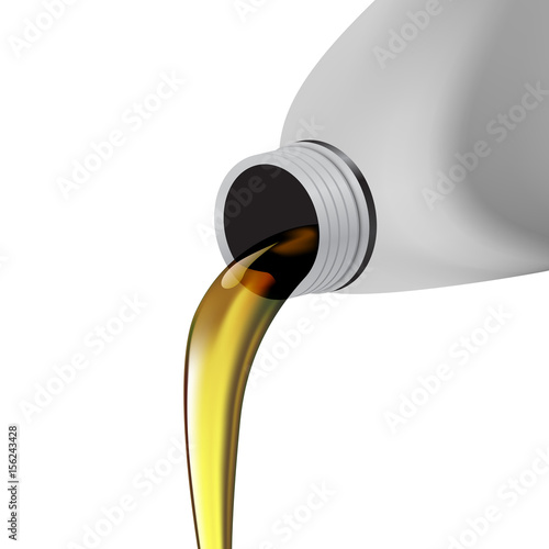 Engine oil flows from a plastic can, vector illustration