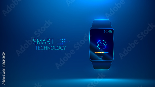 Smart watch. Smart technology. Cloud storage vector illustration