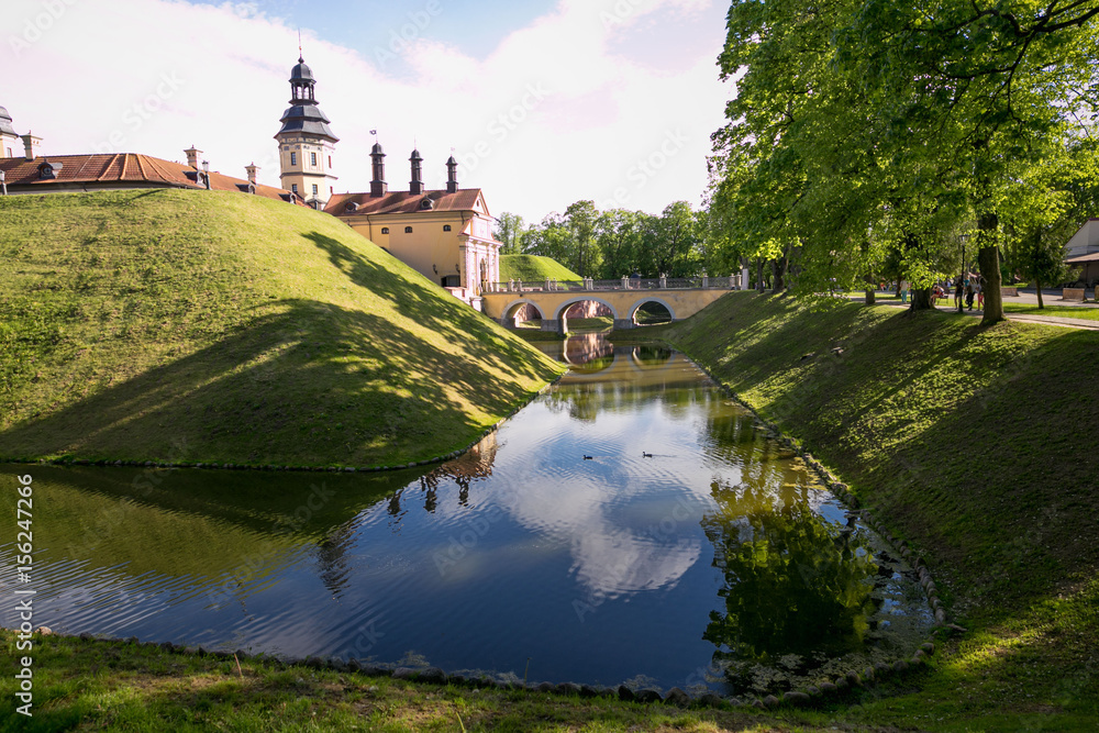 NESVIZH, BELARUS - May 20, 2017: Medieval castle in Nesvizh Minsk Region Belarus NESVIZH, BELARUS - May 20, 2017: Medieval castle in Nesvizh Minsk Region Belarus