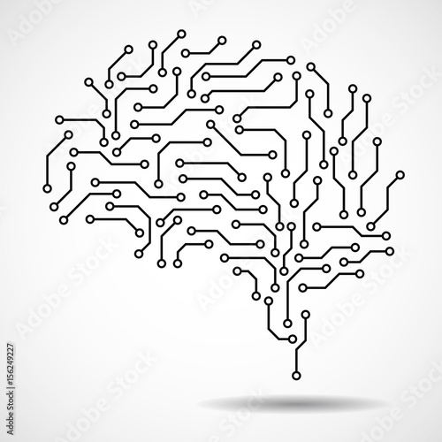 Technological brain. Circuit board. Abstract vector background