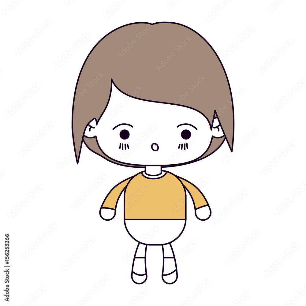 silhouette color sections and light brown hair of kawaii little boy with facial expression of surprise vector illustration silhouette color sections and light brown hair of kawaii little boy with facial expression of surprise vector illustration