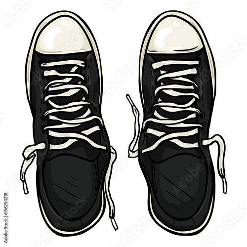 Vector Cartoon Illustration - Pair of Casual Gumshoes. Top View