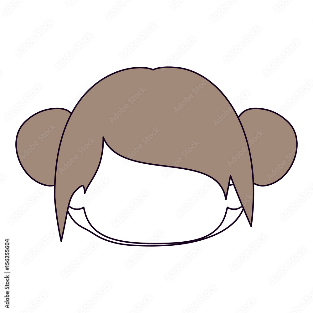 silhouette color sections and light brown hair of faceless head of little girl with double buns hairstyle vector illustration silhouette color sections and light brown hair of faceless head of little girl with double buns hairstyle vector illustration