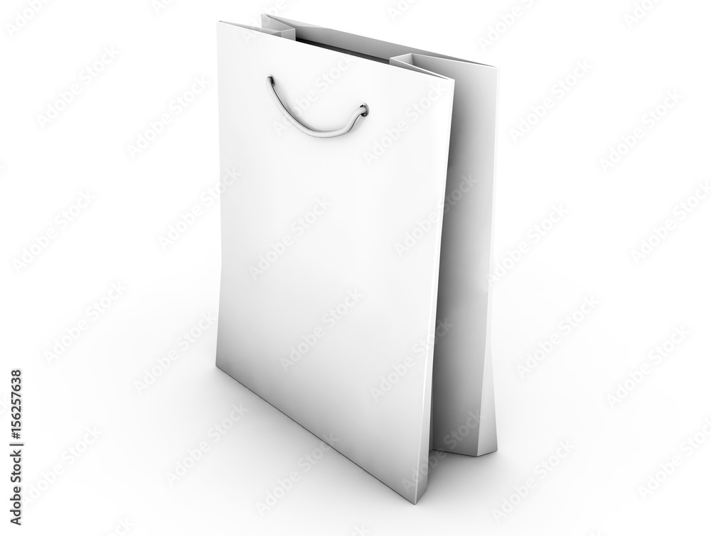 Empty Shopping Bag on the white. 3D illustration Empty Shopping Bag on the white. 3D illustration