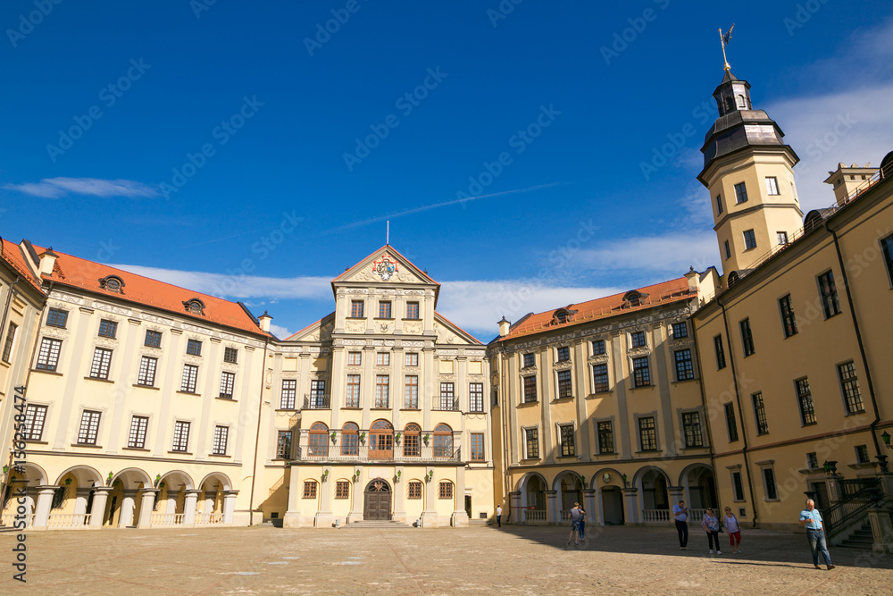 Naklejka premium NESVIZH, BELARUS - May 20, 2017: Medieval castle in Nesvizh, Minsk Region, Belarus.