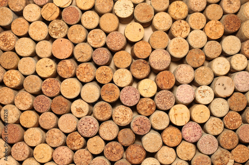 Closeup of wall of used wine corks background