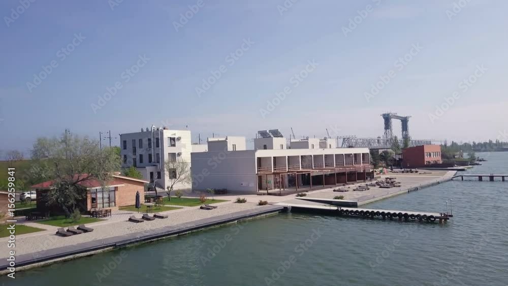 Beautiful panoramic view of the dock on the bay in Ukraine Beautiful panoramic view of the dock on the bay in Ukraine