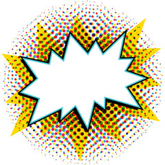 Fotobehang Pop art Bang tekstballon kleurrijke halftoon stippen  © ✦ Bizarre Factory ✦