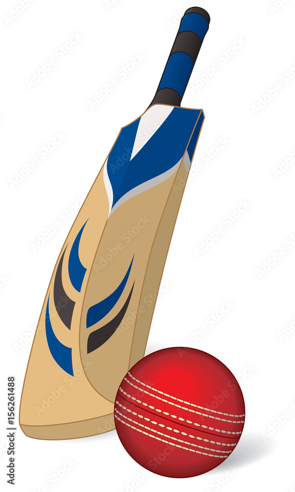 cricket ball with cricket bat and wicket Stock Vector | Adobe Stock-saigonsouth.com.vn