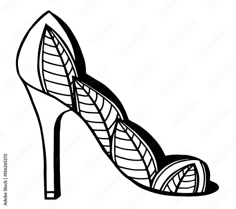 Clipart of a Grayscale High Heel Sandal - Royalty Free Vector Illustration  by BNP Design Studio #1221184