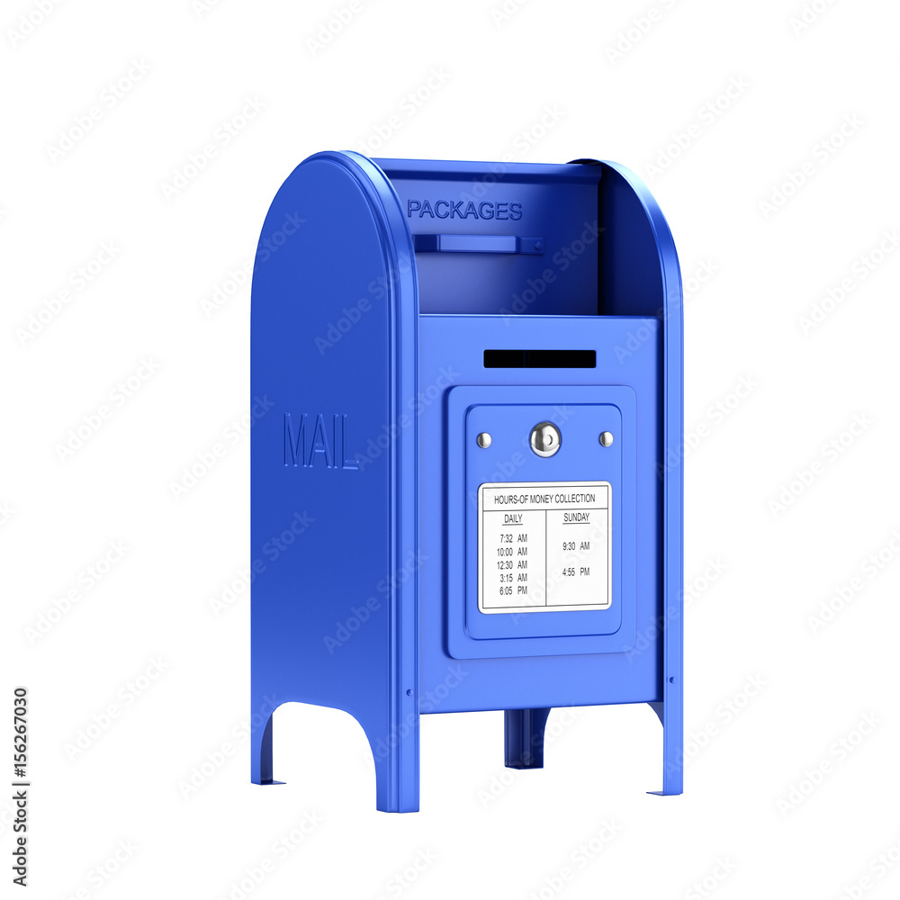 Dark blue mail box without shadow on white background 3d Dark blue mail box without shadow on white background 3d