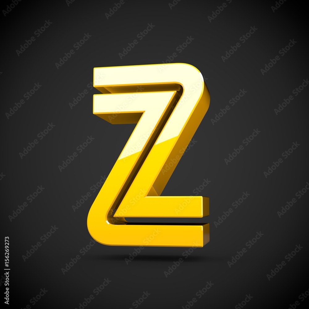 Yellow retro letter Z uppercase isolated on black background Yellow retro letter Z uppercase isolated on black background