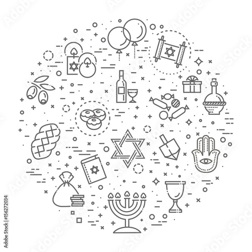 Outline icon collection - Symbols Of Hanukkah