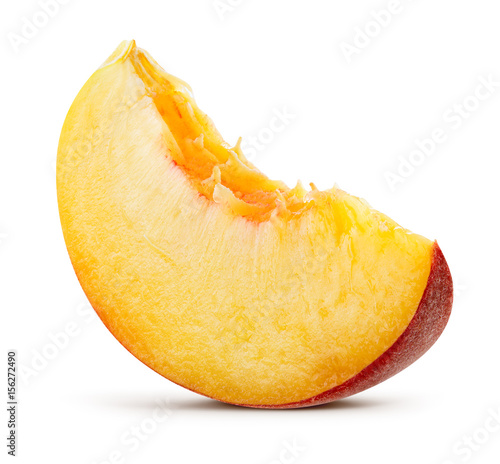 Peach slice isolated on white background. With clipping path.