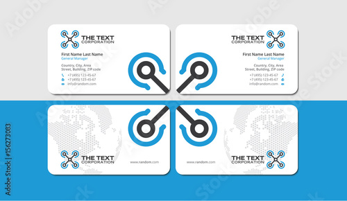 white business card template with blue aircraft