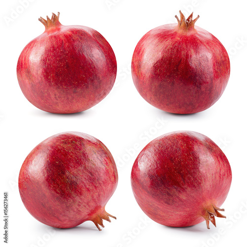 Pomegranate. Fresh raw fruit isolated on white background. Collection. With clipping path. Full depth of field.